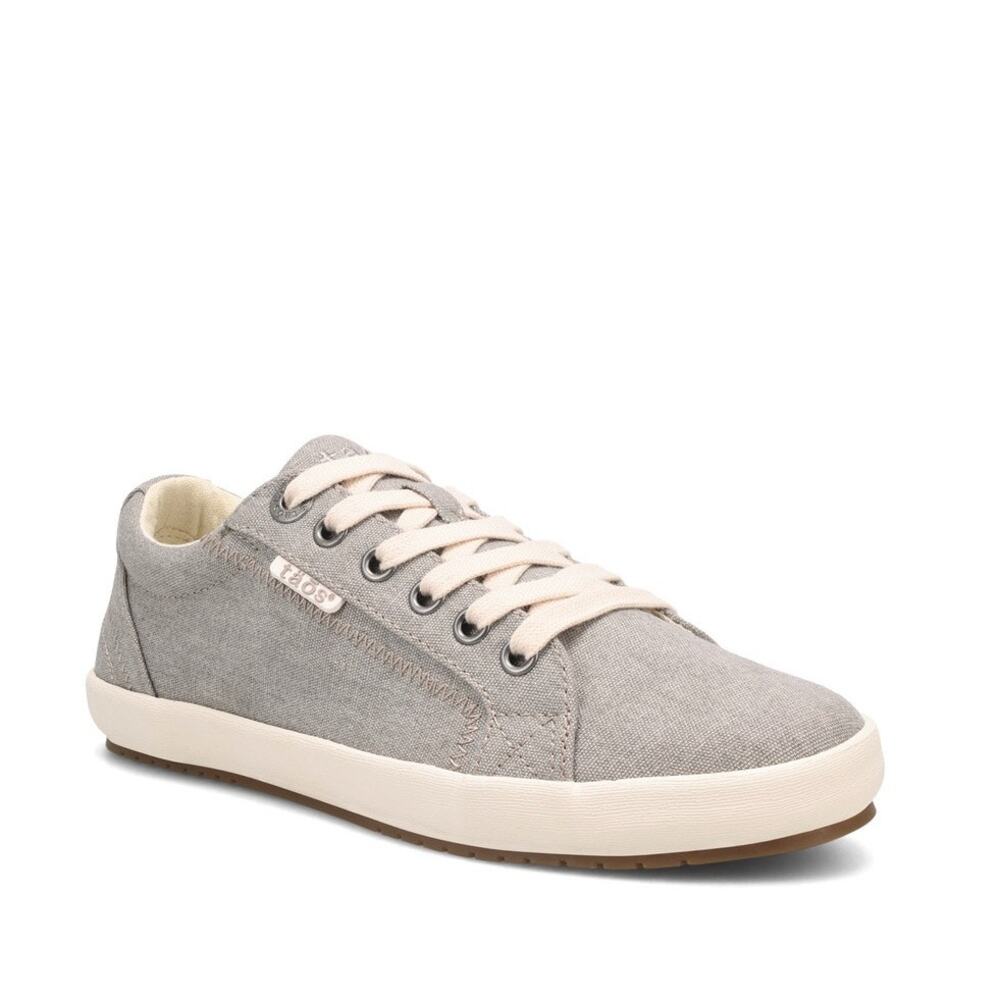 Taos Women's Star Grey Wash Canvas Lace Up Sneakers Arch Support Comfort- Size 8